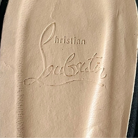 •SOLD•| Christian Louboutin| Vintage Black Red Bottom Glass 4” Sandals Size 38/8 - Picture 5 of 14